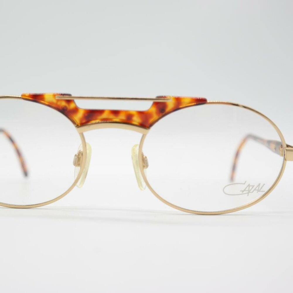 Vintage Cazal 749 Gold Blue Brown Oval Glasses Eyeglass Frame Eyeglasses…